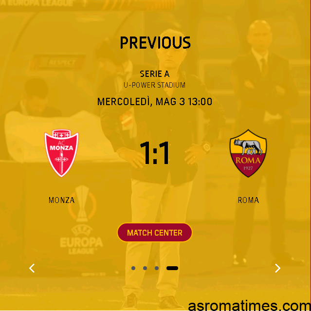 Roma and Monza Draw 1-1 in Intense Match